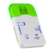 Perfeo Card Reader SD/MMC+Micro SD+MS+M2, (PF-VI-R010 Green) зеленый,